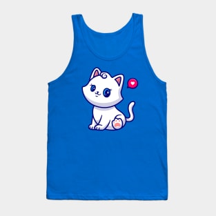 Cute Cat Girl Sitting Cartoon Tank Top